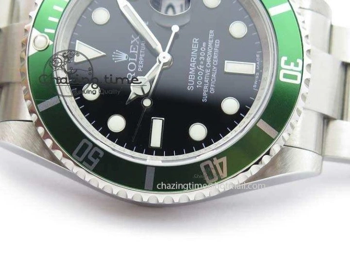 0204 SoftTouch Submariner 16610LV SS Green Metal Bezel JF 1:1 Best Edition Black Dial On SS Bracelet SH 3755